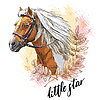Vector clipart: Portrait of horse and leaves