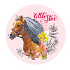 Vector clipart: Portrait of horse flowers and leaves
