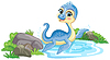Vector clipart: with cute tyrannosaurus dinosaur in nature