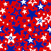 Seamless pattern with blue and white stars on red