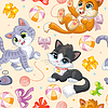 Seamless pattern cute black cat on pillow