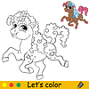 Cartoon unicorn brown coloring book page