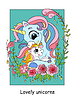 Cute mom unicorn and baby color
