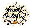 Vector clipart: Sweet october hand lettering phrase