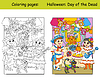Vector clipart: Coloring and color Halloween Day of Dead
