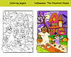 Vector clipart: Coloring and color Halloween children and haunted