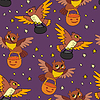 Seamless pattern of Halloween with cute flying owls