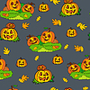Seamless pattern of Halloween with Cute Pumpkins an