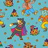 Nahtloses Muster von Halloween mit niedlichem tanzendem Kind | Stock Vektrografik