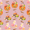 Photo 300 DPI: Watercolor seamless pattern with different hallowee