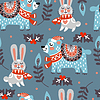 Seamless pattern christmas animals background