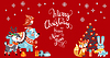 Merry Christmas card cute animals red