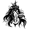 Abstract portrait of unicorn black contour