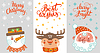 Vector clipart: Set of vertical christmas cards with cute characters