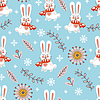 Seamless pattern christmas white rabbits background