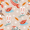 Seamless pattern christmas friends background