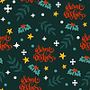 Vector clipart: Seamless pattern christmas plants and lettering