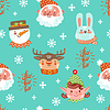 Seamless pattern christmas animal heads background