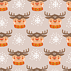 Seamless pattern christmas deer heads background