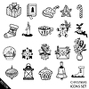 Set of black and white christmas icons