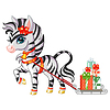 Vector clipart: Christmas cute zebra with gifts