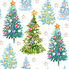 Photo 300 DPI: Seamless pattern Christmas tree winter forest