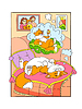 Vector clipart: Cute dreaming cat on pillow cartoon
