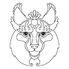 Plantilla para colorear cabeza de lince | Ilustración vectorial