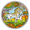 Unicorn and foal ornamental color round