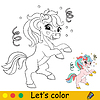 Kids coloring cartoon unicorn character 