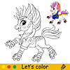 Kids coloring cartoon unicorn character 