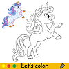 Vector clipart: Kids coloring cartoon unicorn character 
