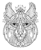 Página para colorear antiestrés para adultos con cabeza de lince | Ilustración vectorial