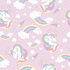 Vector clipart: Seamless pattern with unicorns and magic elements
