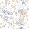 Vector clipart: Seamless pattern with unicorns and flowers