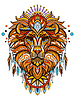 Vector clipart: Abstract tangle lion head colorful