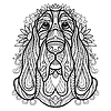 Malbuchseite Basset Hound Hund | Stock Vektrografik