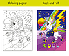 Vector clipart: Cool unicorn rolls on roller skates coloring book