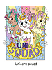Vector clipart: Cute three running unicorns color