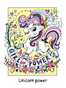 Vector clipart: Cute unicorn with flowers color