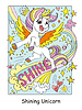 Cute unicorn pegasus with rainbow color
