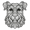 Vector clipart: Schnauzer head dog coloring book page