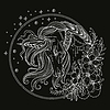 Vector clipart: coloring magic unicorn white 
