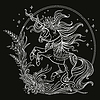 Vector clipart: coloring magic unicorn white 