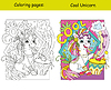 Vector clipart: Unicorn hippie coloring and template