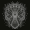 Vector clipart: coloring Peacock white