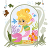 Vector clipart: Cute Cartoon Mermaid in dirty water