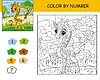 Vector clipart: Kids coloring by number baby giraffe