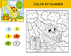 Vector clipart: Kids coloring by number happy chicken