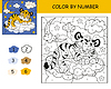 Vector clipart: Kids coloring by number dreaming tiger